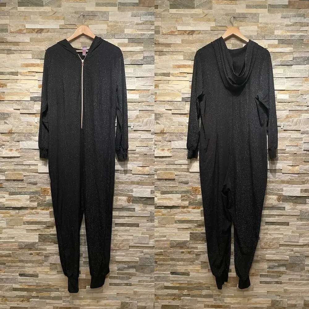 Savage X Fenty 3X Sleep & Shine Jumpsuit | Hooded Gold Zip Black Caviar Sold Out - Picture 3 of 11